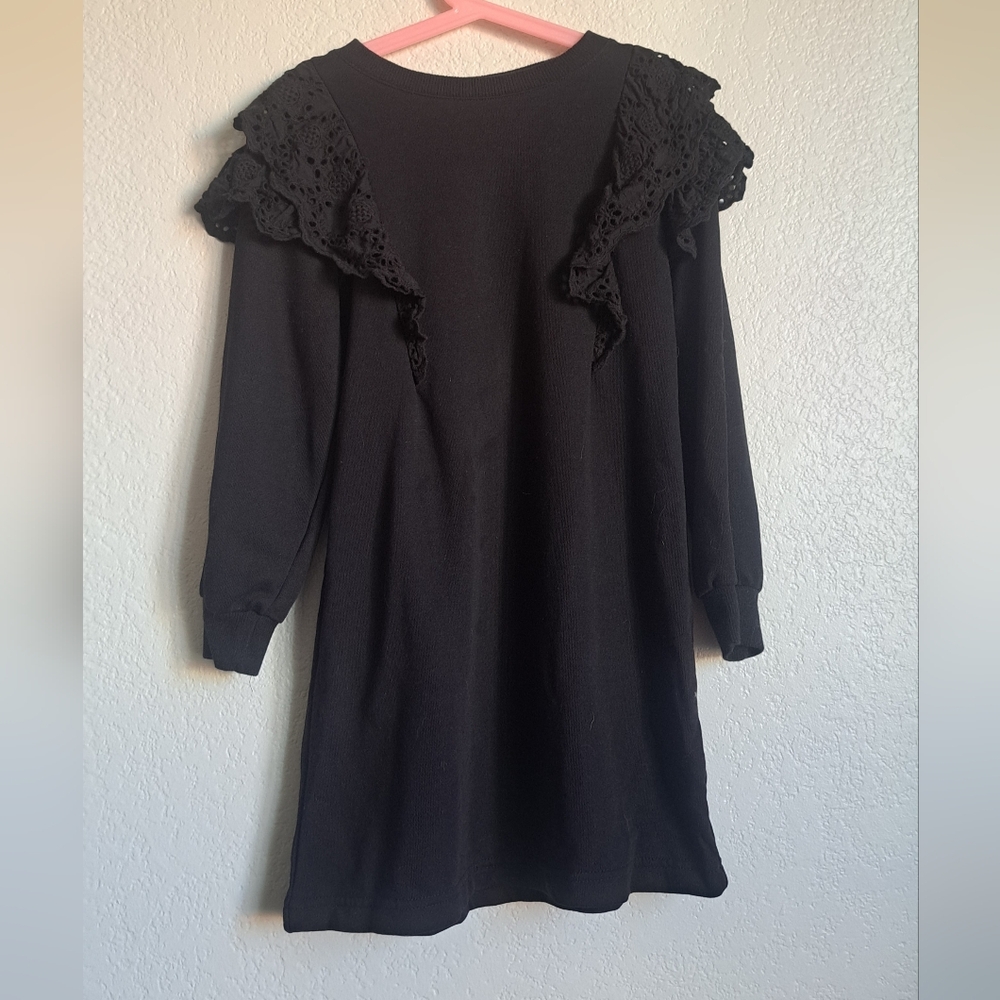 H&M Girls Black Ruffle Longsleeve Ruffle Dress Size 6X